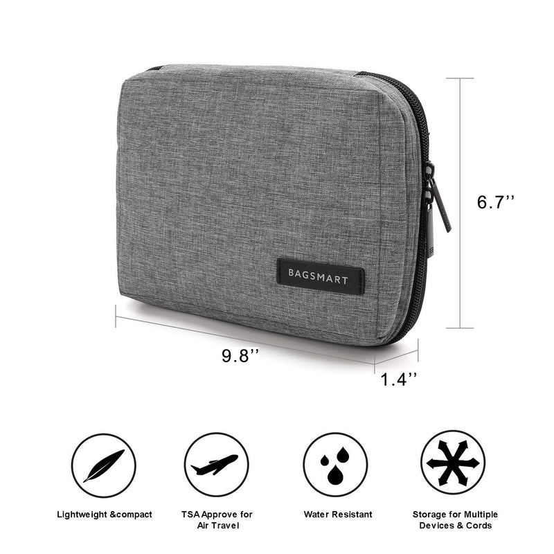 [Australia - AusPower] - BAGSMART Electronic Organizer Small Travel Cable Organizer Bag for Hard Drives, Cables, USB, SD Card Grey 