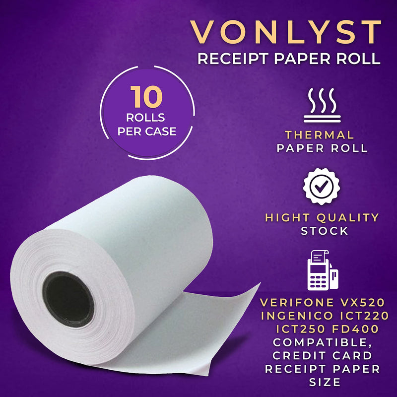 [Australia - AusPower] - Vonlyst Thermal Paper Roll 2 1/4 X 55 for Verifone Vx520 Ingenico ICT220 ICT250 FD400 (10 rolls) 10 rolls 