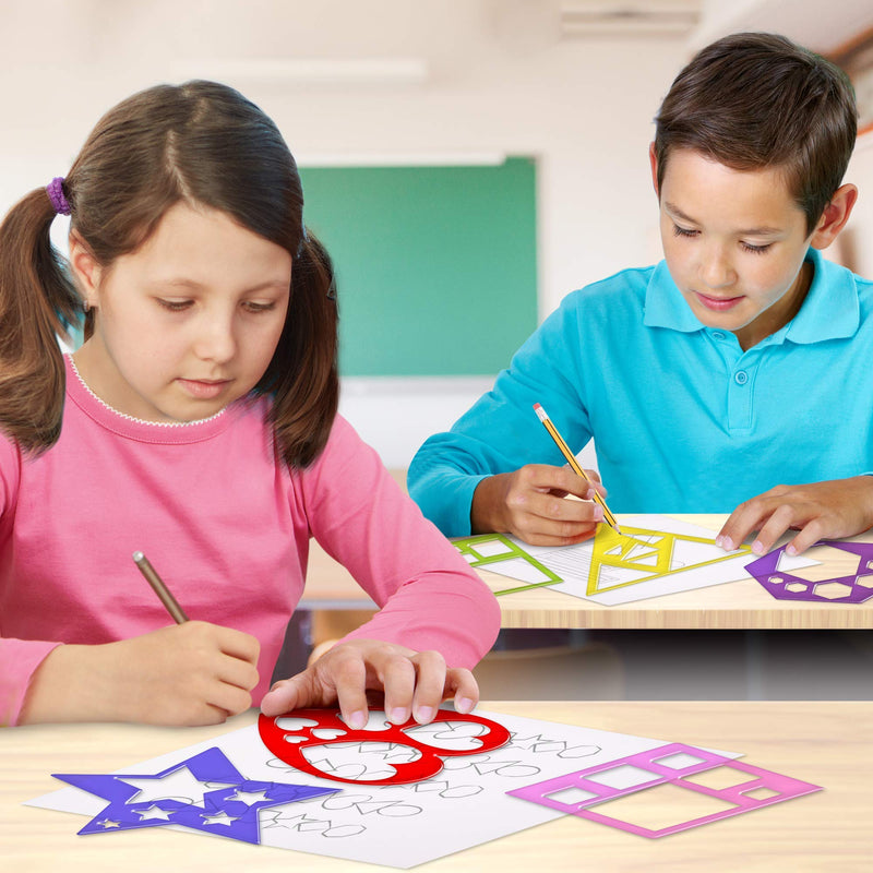 [Australia - AusPower] - Karty Shape Stencil Set for Kids - 10 Piece Set - Colorful Drawing Template Kit - Fun Arts and Crafts Supplies, Gift Idea for Boys and Girls, Learning Tool for Toddlers and Preschooler 