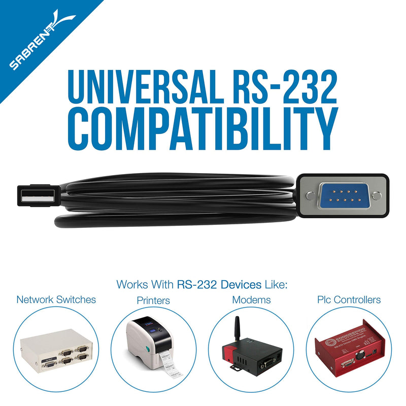 [Australia - AusPower] - Sabrent USB 2.0 to Serial (9-Pin) DB-9 RS-232 Converter Cable, Prolific Chipset + USB 2.0 to Serial (9-Pin) DB-9 RS-232 Adapter Cable 6ft Cable 
