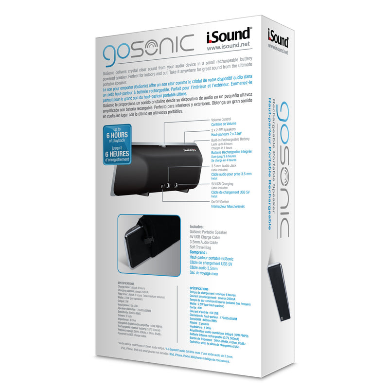 [Australia - AusPower] - iSound GoSonic Rechargable Portable Speaker (Black) Black Standard Packaging 
