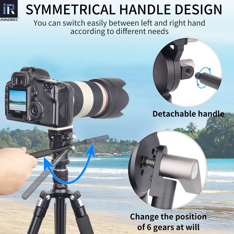 [Australia - AusPower] - INNOREL H10 Lightweight Mini Tripod Fluid Video Head 360 Panoramic CNC Hydralic Damping Video Head with Arca Swiss Q.R.Plate Phone Clip for DSLR Camera Camcorder Phone Tripod Monopod Load 8.8lb/4kg 