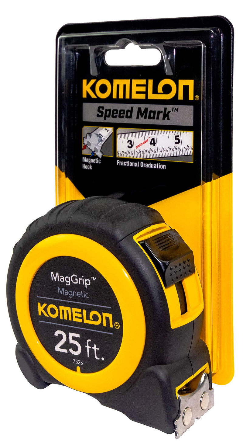 [Australia - AusPower] - Komelon 7325; 25' x 1" Magnetic MagGrip Tape Measure, Yellow/Black 
