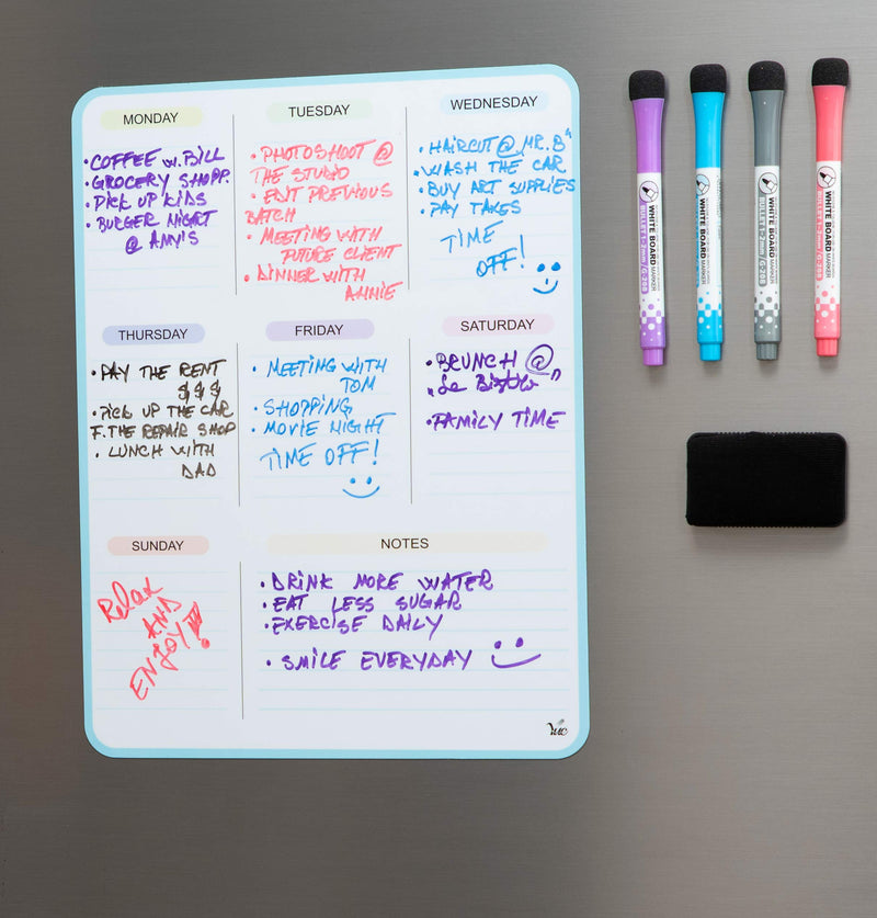 [Australia - AusPower] - Magnetic Dry Erase Vertical Weekly Calendar for Fridge with New Premium Stain Resistant Technology 13x10 inches 
