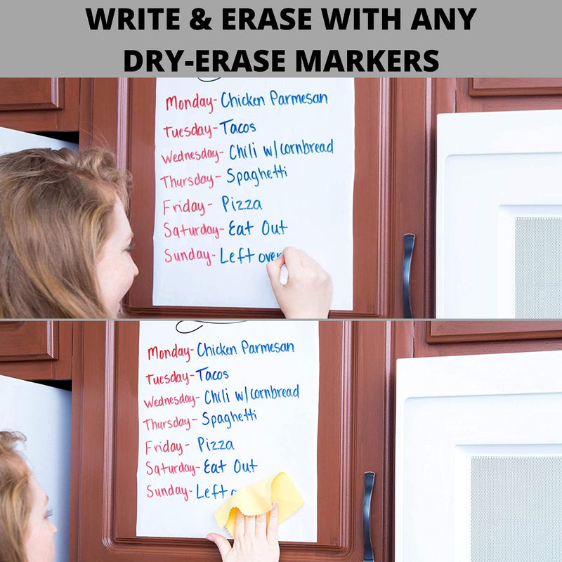 [Australia - AusPower] - Kassa Large Whiteboard Wall Sticker Roll - 17.3" x 96” (8 Feet) - 3 Dry Erase Board Markers Included - Adhesive White Board Wallpaper for Fridge, Office & Kids Room - Peel and Stick Paper Decal 