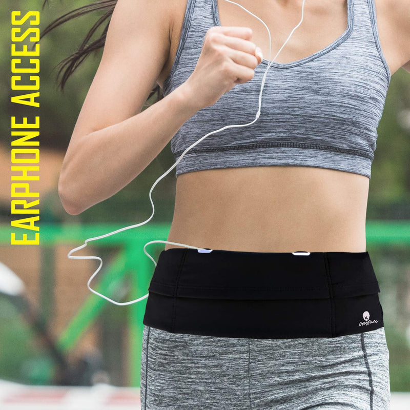 [Australia - AusPower] - Universal Running Belt for all Phone (iPhone 13/12/11/8/7/X/SE/XR/XS/Max/Plus/Pro, Samsung Galaxy S21/S20/S10/S9/S8/Ultra). Sports Waist Pack for Runners, Fitness, Exercise and Gym Workouts (Black) 
