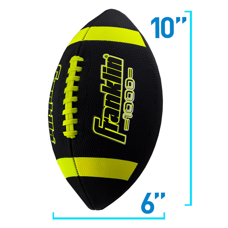 [Australia - AusPower] - Franklin Sports Junior Size Football - Grip-Rite Youth Footballs - Extra Grip Synthetic Leather Perfect for Kids Black/Optic 1 Inflated Football 