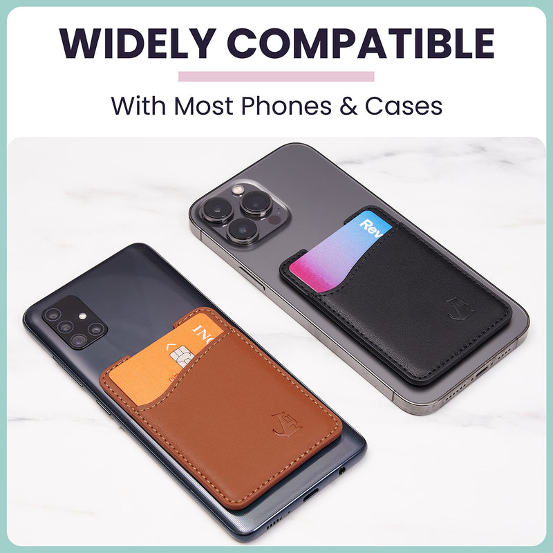 [Australia - AusPower] - Premium Leather Phone Card Holder - Stick On Wallet for iPhone and Android Smartphones - Minimalist Style with Non-Slip Lining Secures Up to 3 Cards Kangaroo (Black Leather) by Wallaroo Black 