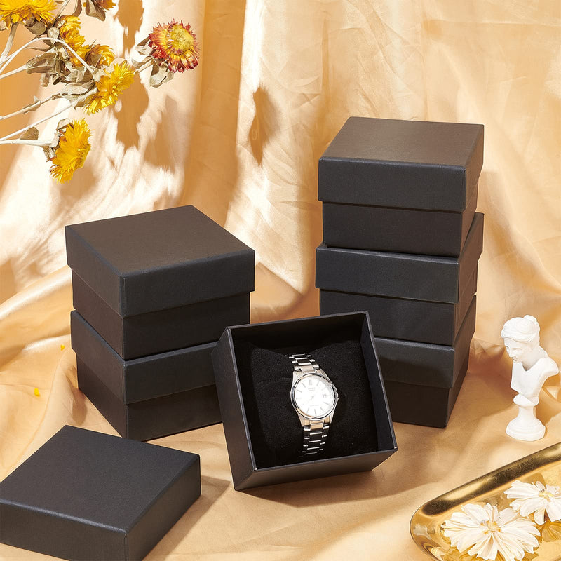 [Australia - AusPower] - BENECREAT 6 Pack Kraft Square Cardboard Present Gift Boxes for Bangle Wrist Watch and Other Jewelry Set - 3.5x3.5x2 Inches Wrist Watch & Bangle Box Wrist Watch & Bangle Box(3.43x3.43x2.17") 