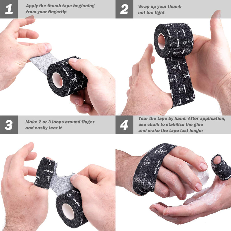 [Australia - AusPower] - WARM BODY COLD MIND 2" Premium Lifting Thumb Tape for Weightlifting, Powerlifting & Strength Deadlift Training, for Crossfit, Hook Grip Tearable Cotton Sweat Proof 