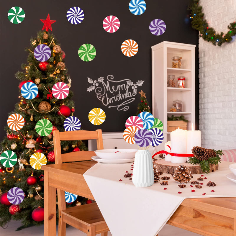 [Australia - AusPower] - 40 Pieces Peppermint Candies Cutouts Home Classroom Decoration Sweet Peppermint Cut Outs with Glue Point Dots for Winter Bulletin Board School Christmas Party, 5.9 x 5.9 Inch(Colorful) Colorful 