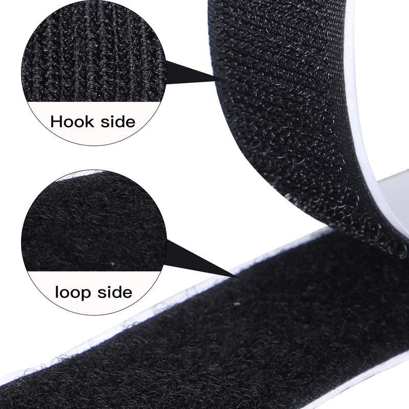 [Australia - AusPower] - 16 Feet Length 0.75 inch Width Hook and Loop with Strong Self Adhesive Tape Strip Fastener (Black) Black 