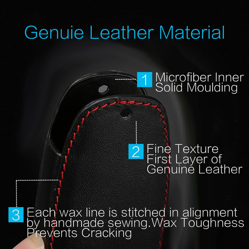 [Australia - AusPower] - Compatible with fit for 2015 2016 Ford Mustang F-150 F-450 F-550 MKZ MKC MKX Leather Keyless Entry Remote Control Key Fob Cover Case Protector, M3N-A2C31243300 