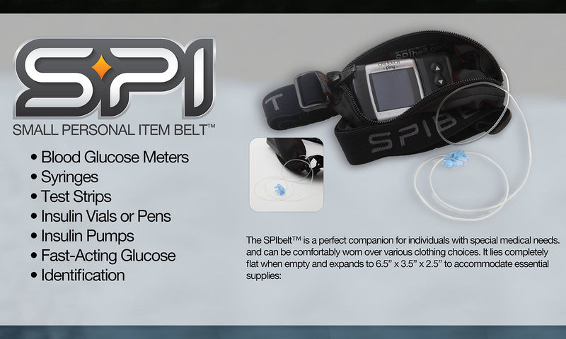 [Australia - AusPower] - SPIbelt Kids No-Bounce Belt with Hole for Insulin Pump, Medical Devices or Headphones for Active Kids! (Black) Black with Black Zipper 