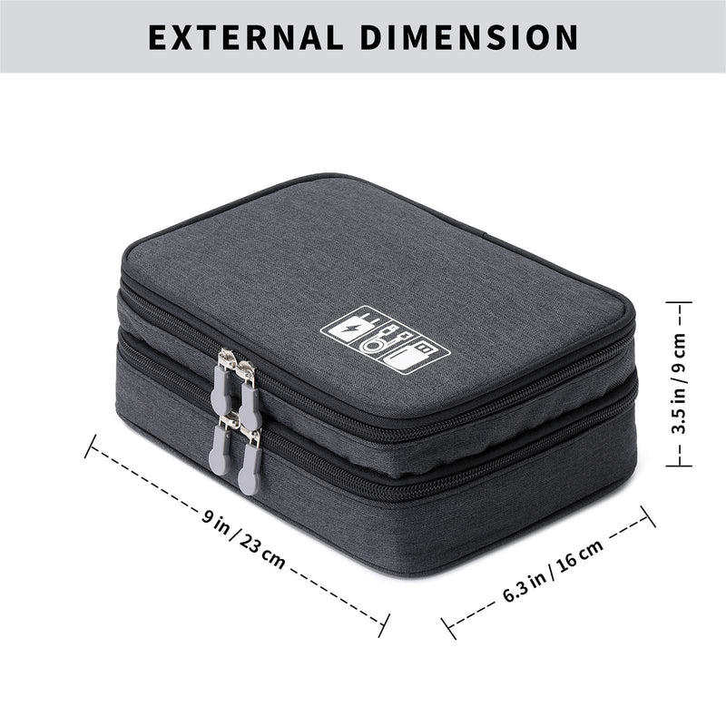 [Australia - AusPower] - Travel Cable Organizer Bag, Electronic Accessories Case Portable Double Layer Cable Storage Bag for Cord,Phone,Charger, Flash Drive, Phone, SD Card,Personal Items - (Black) S Black 