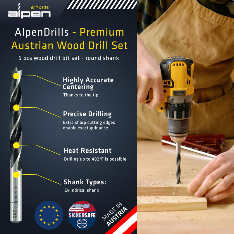 [Australia - AusPower] - Alpen Wood Drill Bit 10 mm Metric for Hard and Soft Wood - Extra Sharp Edges for Precise Holes and Effortless Drilling - Durable Drill Bit Kit for Fast Woodworking (10mm) 10mm 