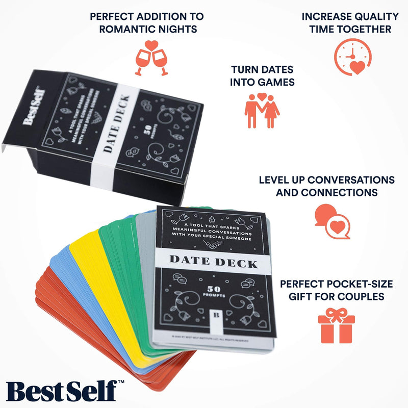 [Australia - AusPower] - Date Deck by BestSelf Co. — Exciting, Engaging, and Though-Provoking Conversation Prompts Perfect for Unlocking Connection, Intimacy and Meaningful Discussion — 50 Cards 