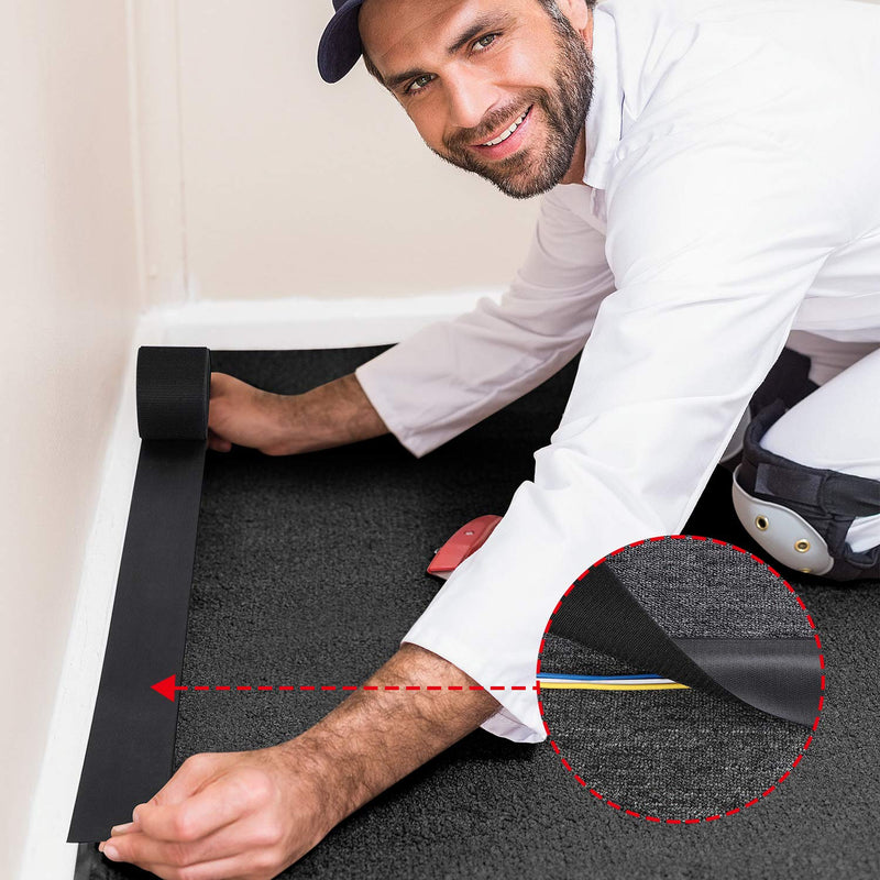 [Australia - AusPower] - 1 Piece (24 Feet in Length) Black Cable Floor Strip Carpet Floor Cord Cover Cable Protector Cable Management, Protect Cords and Prevent a Trip Hazard 