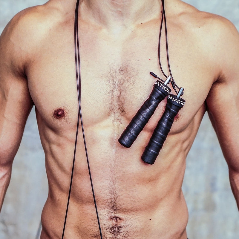 [Australia - AusPower] - WOD Nation Attack Speed Jump Rope : Adjustable Jumping Ropes : Unique Two Cable Skipping Workout System : One Thick and One Light 11 Foot Cable : Perfect for Double Unders forCrossfit : Fits Men and Women Black 