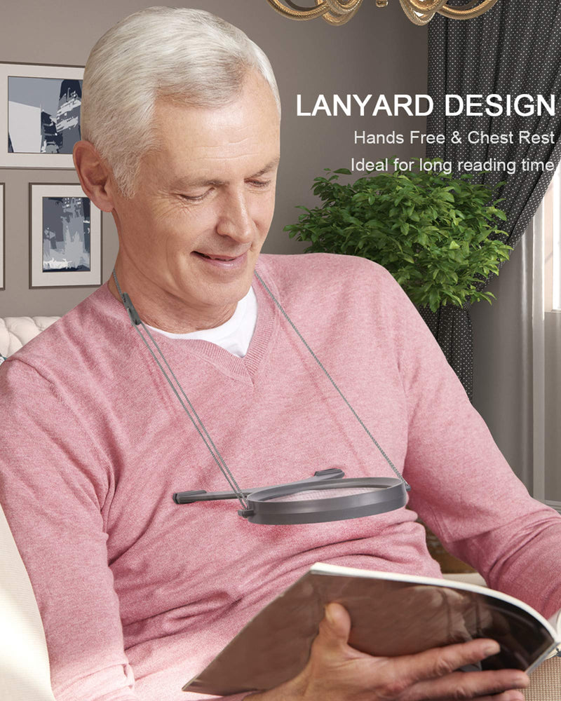 [Australia - AusPower] - EasyLifeCare Hands Free Chest Rest LED Magnifier - Neck Wear Visual Aid Illuminated Magnifying Glass for Low Vision & Visually Impaired Seniors - Portable - Gifts for Mom, Dad, Grandmother, Women, Men 