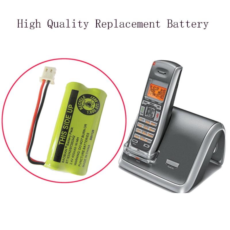[Australia - AusPower] - BAOBIAN 2.4V 400mAh Cordless Home Phone Battery for AT&T BT162342 BT-162342 BT166342 BT-166342 BT266342 BT-266342 BT183342 BT-183342 BT283342 BT-283342 VTech CS6329 CS6114 CS6419(Pack of 2) 