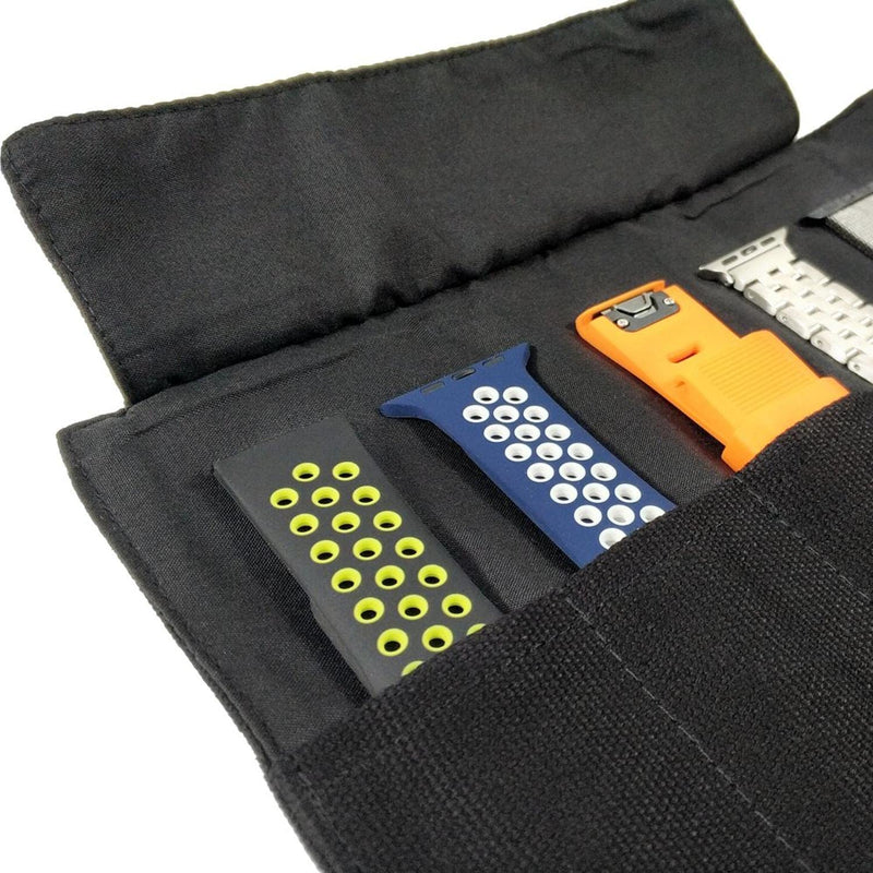 [Australia - AusPower] - YOOSIDE Watch Band Accessories,Smart Watch Band Protable Storage Bag Case Pouch Organizer-Compatible with Apple Watchbands, Garmin Watch Band, Samsung Watch Band etc -Cotton Canvas Black 