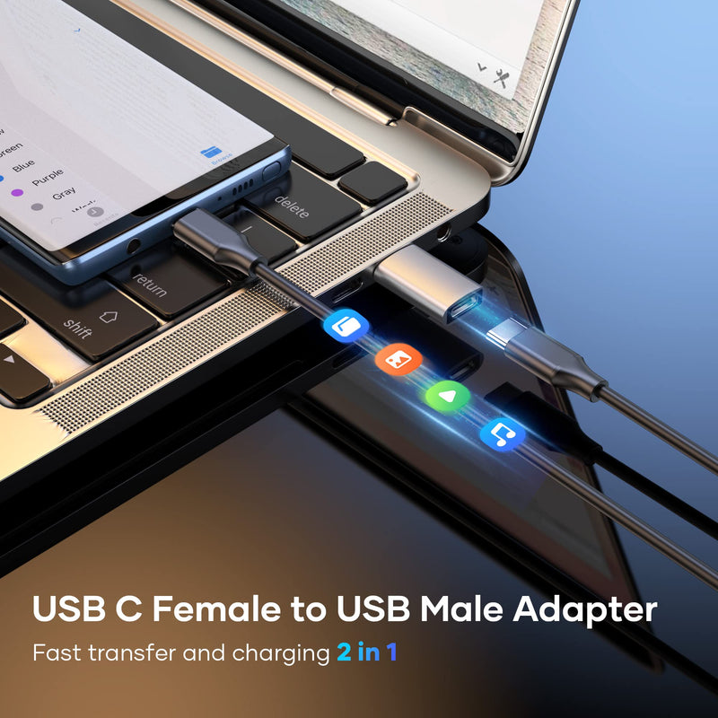 [Australia - AusPower] - Zestiq USB C to USB Adapter (4 Pack), USB C Female to USB Male 3.0, USB Type C Adapter Compatible with iPhone 14/13/12, iPad Pro/Mini/air, Samsung Galaxy S21 S22 Plus/Ultra/FE, MacBook/Laptop/Desktop Silver and Black 
