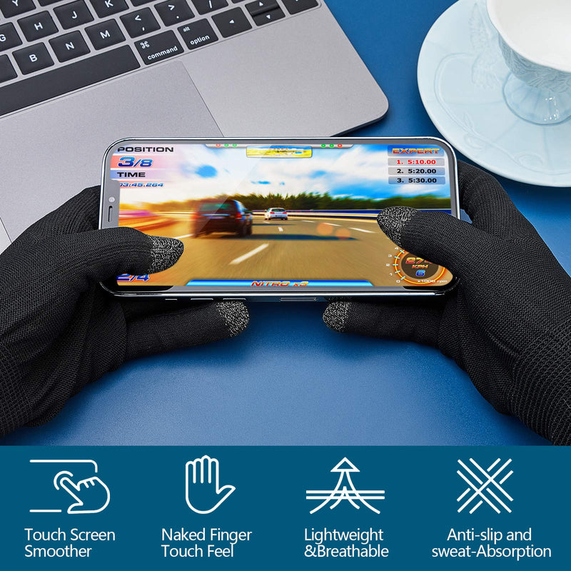 [Australia - AusPower] - 4 Pairs Game Gloves for Gaming Mobile Game Controllers Finger Gloves Set, Anti-Sweat Breathable Touch Finger Gloves Silver Fiber Material for Phone Games PUBG 