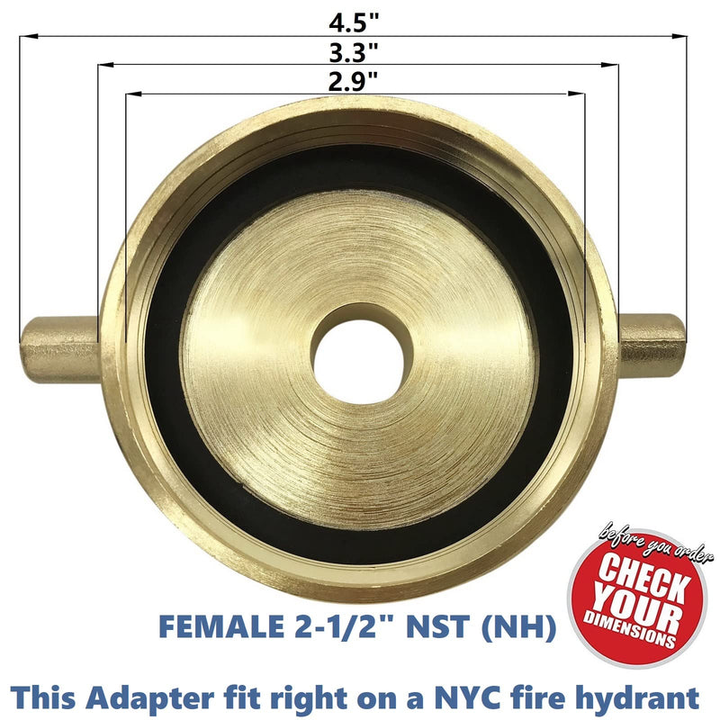 [Australia - AusPower] - Happy Tree 2-1/2" NST (NH) Female x 3/4" GHT Male Brass Fire Hydrant Adapter with Pin Lug Brass Fire Equipment Brass Hydrant to Garden Hose Adapter 2-1/2"NH x 3/4"GHT 