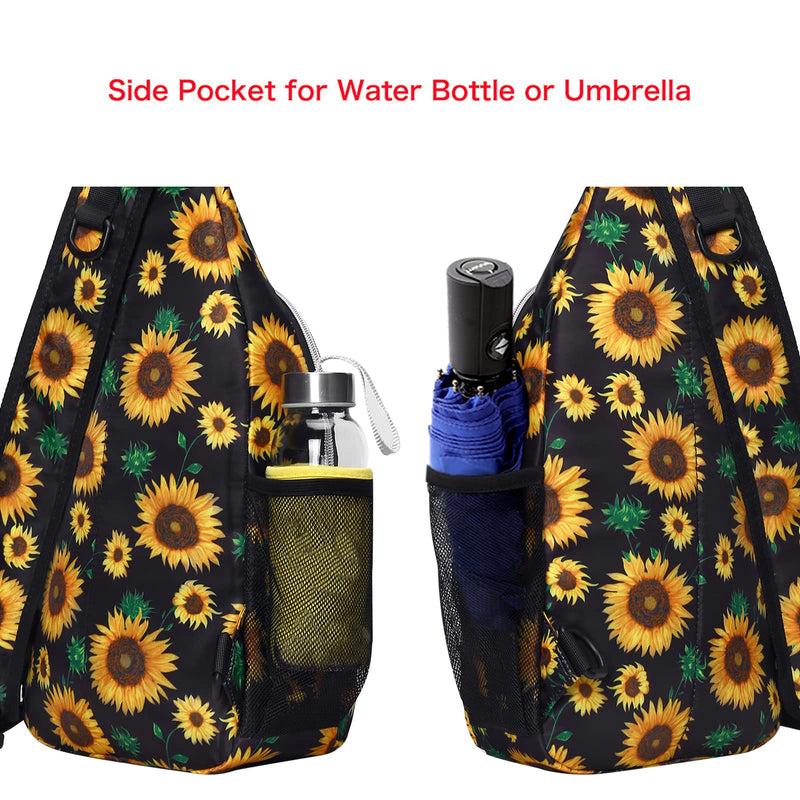 [Australia - AusPower] - MOSISO Sling Backpack,Travel Hiking Daypack Sunflower Rope Crossbody Shoulder Bag Black 