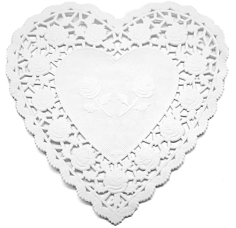 [Australia - AusPower] - 6 Inch Heart Shaped White Lace Paper Doilies 100 Count 