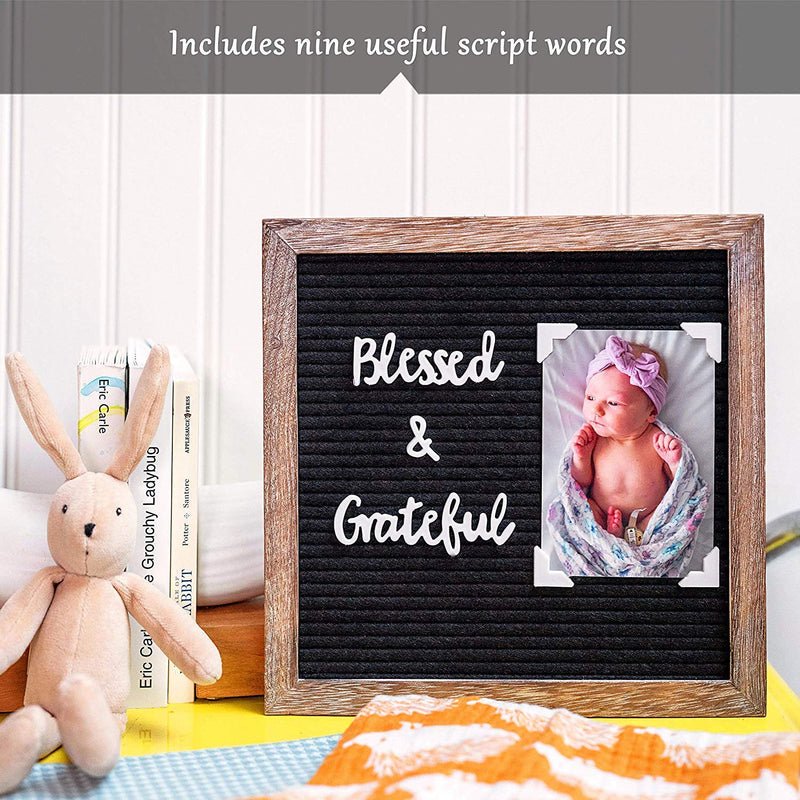 [Australia - AusPower] - Felt Letter Board Letters Numbers 10x10 Inch - First Day of School Board, Message Board Classroom Decor, Announcement Board Letters, Rustic Home Decor Sign Board Changeable Letters, Letterboard Black Felt Brown Frame 