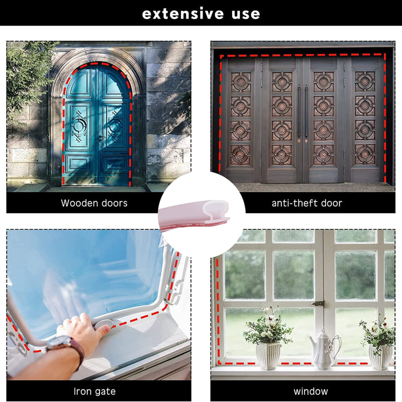 [Australia - AusPower] - Weather Stripping Seal Strip for Doors/Windows 9.8 Feet, Self-Adhesive Seal Strip Soundproofing Weatherstrip Gap Blocker 9.8 FT White 