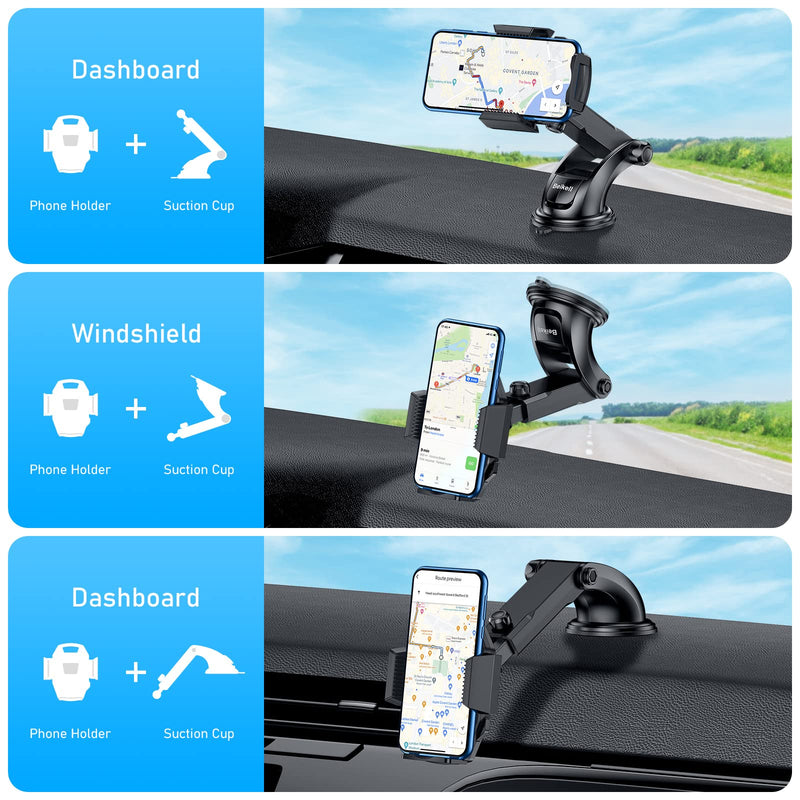 [Australia - AusPower] - Beikell Car Phone Holder Mount, Universal Phone Mount for Car with One Button Release and Strong Sticky Gel Pad, 360° Rotation and Hands-Free Cell Phone Holder for All 4.7" to 6.7" Phones 