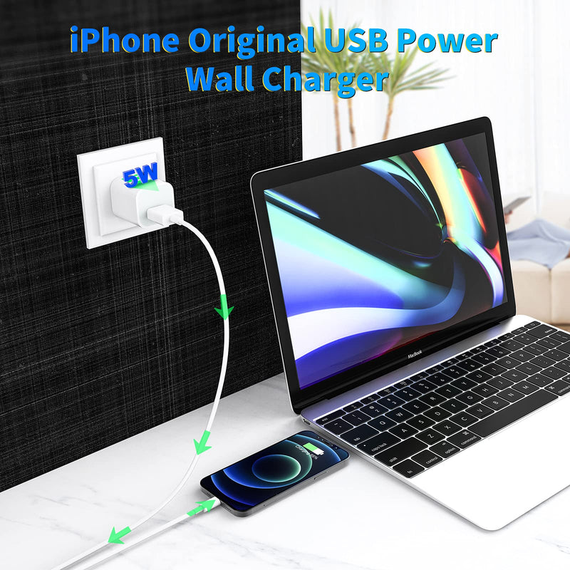 [Australia - AusPower] - [Apple MFi Certified] iPhone Charger, KYOHAYA Original 2 Pack USB Power Wall Fast Charger Travel Plug with Lightning to USB Quick Charging Data Sync Transfer Cable Compatible for iPhone/iPad/AirPods White 