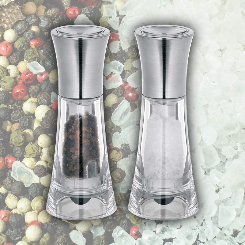 [Australia - AusPower] - Küchenprofi New York Salt and Pepper Mill Set, 5-Inch, Clear Acrylic/Stainless Steel 
