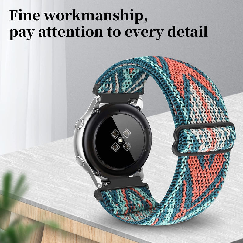 [Australia - AusPower] - Veezoom Elastic Bands Compatible with Samsung Active 2 Watch Band 44mm 40mm, Adjustable 20mm Nylon Wristband for Galaxy Watch 4 40mm 44mm/Galaxy Watch 4 Classic 46mm 42mm/Watch 3 41mm/Watch 42mm Green Arrow 