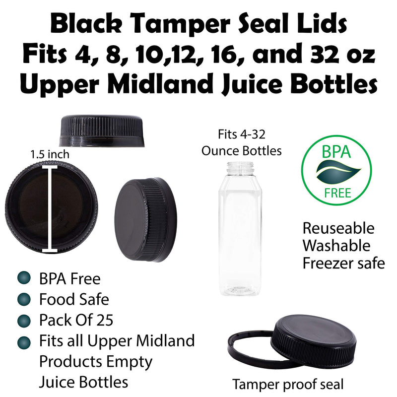 [Australia - AusPower] - 25 Plastic Bottle Caps, Black Plastic Container Lids for Milk Bottles 