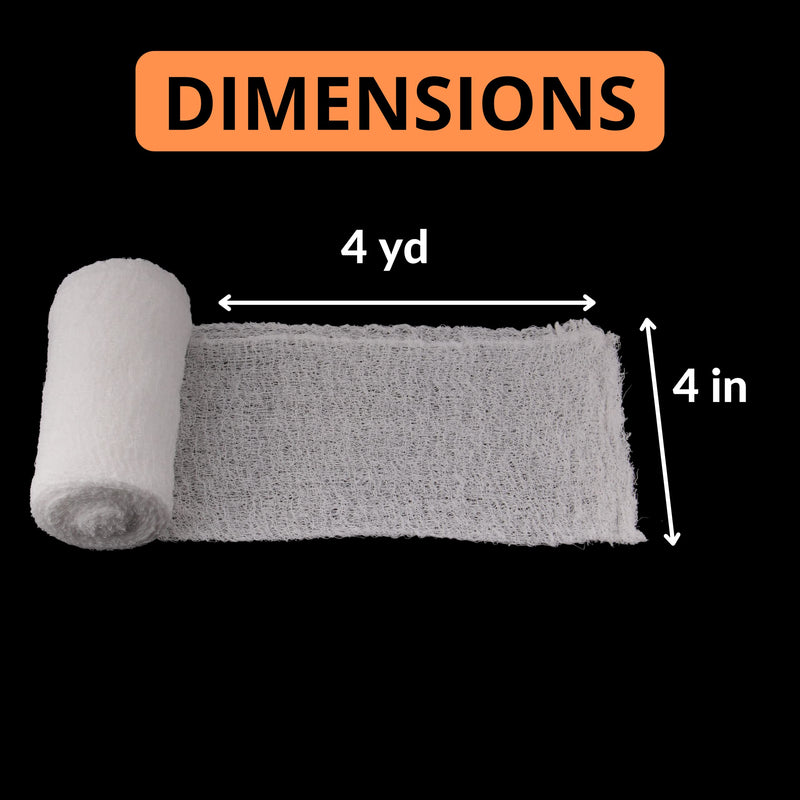 [Australia - AusPower] - 8 Pack Sterile Gauze Stretch Bandage Roll, 4 Inch X 4 Yards 6 Ply Approved, Used for Wound Care, Easy to Use Cotton Ply Rolled Hand Wrap Dressing Ankles & Knees. Add to First Aid Supplies 