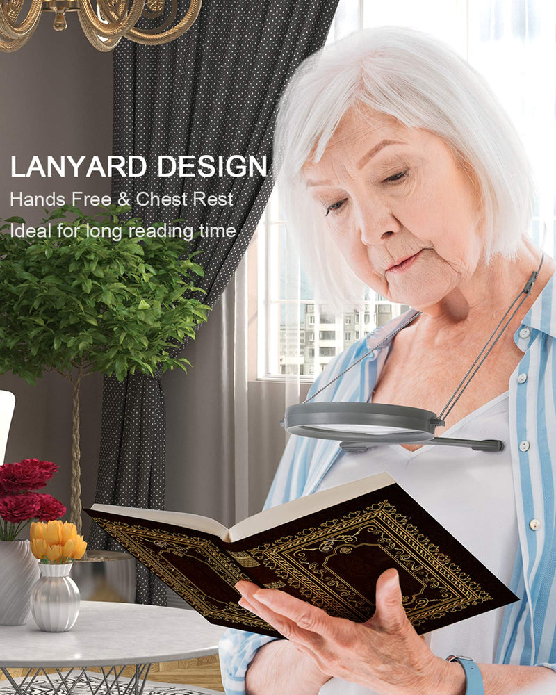 [Australia - AusPower] - EasyLifeCare Hands Free Chest Rest LED Magnifier - Neck Wear Visual Aid Illuminated Magnifying Glass for Low Vision & Visually Impaired Seniors - Portable - Gifts for Mom, Dad, Grandmother, Women, Men 
