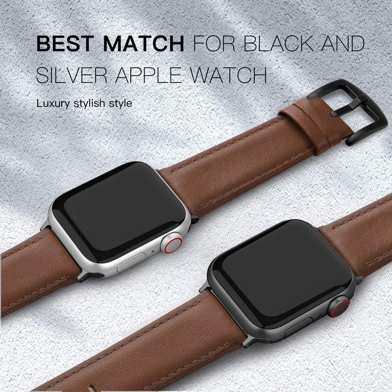 [Australia - AusPower] - EDIMENS Leather Bands Compatible with Apple Watch 42mm 44mm 45mm Band Men Women, Vintage Genuine Leather Wristband Replacement Band Compatible for Apple iwatch Series 7 6 5 4 3 2 1,SE Sports & Edition Brown 