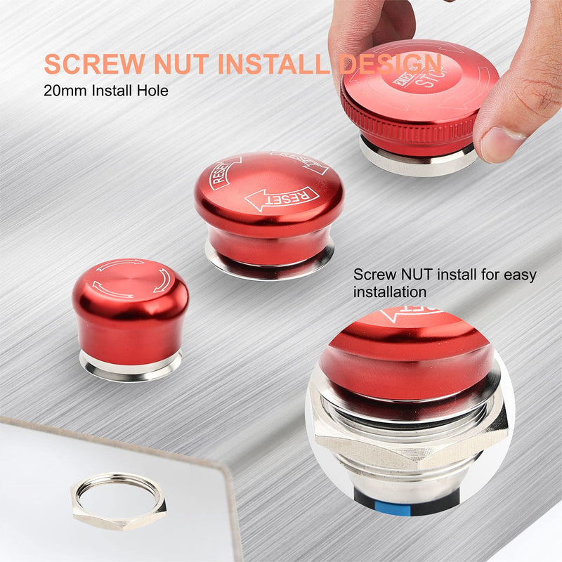 [Australia - AusPower] - APIELE 22mm Metal Emergency Stop Push Button Swicth Latching 12V-250V Waterproof Stianless Steel 7/8" Mouting Hole 22mm ( 7/8") A Type 