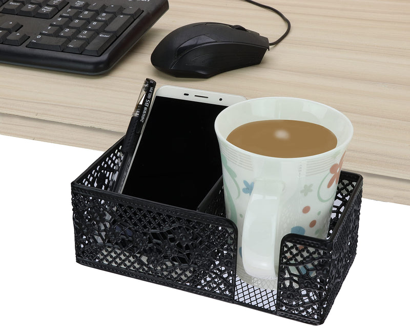 [Australia - AusPower] - Aurynns Desktop cup holder with clip and stationery organizer, ideal for storing drinks, stationery and mobile phones (black) Black 