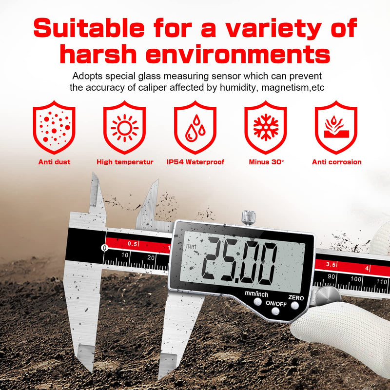 [Australia - AusPower] - Digital Caliper Electronic Caliper Measuring Tool Precision Digital Vernier Caliper Inch/Millimeter/Fraction Measurement Micrometer for Jewelry - Metal Metric Measure Caliper for Engineer Carpenter digital caliper-F 