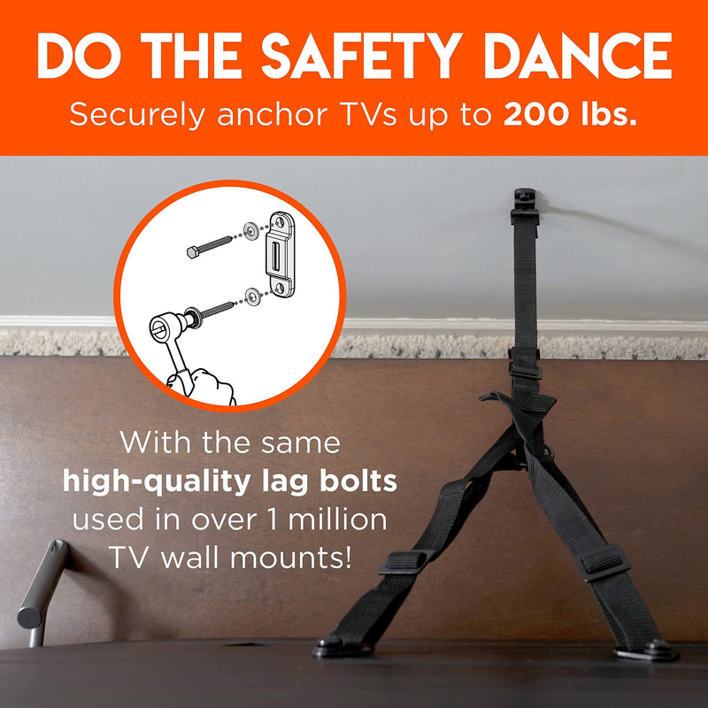 [Australia - AusPower] - ECHOGEAR TV Safety Straps for Flat Screens - Anchor TVs Up to 90" to Furniture Or The Wall - Pre-Assembled Anti-Tip Strap Includes All Hardware for Baby Proofing Your TV 