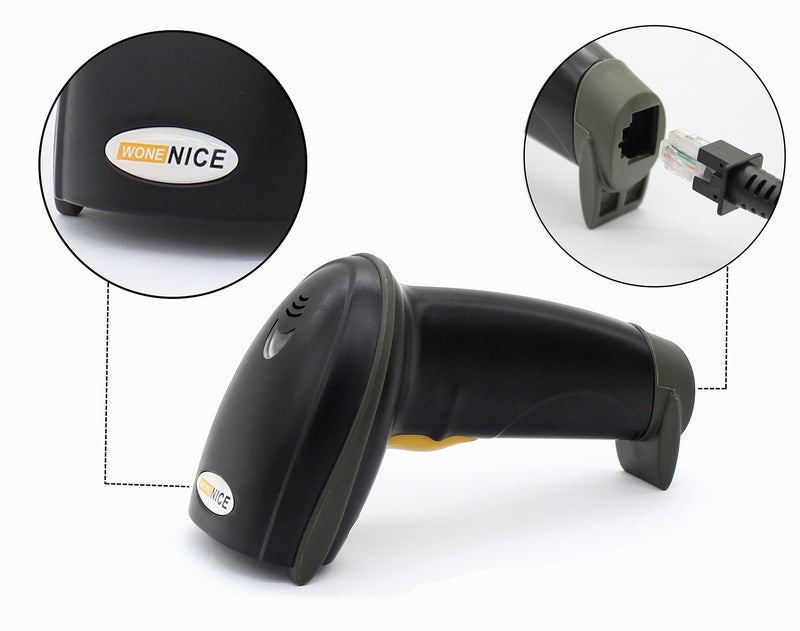 [Australia - AusPower] - WoneNice USB Laser Barcode Scanner Wired Handheld Bar Code Scanner Reader Black 