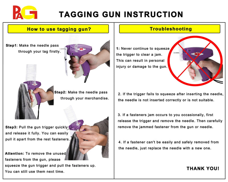 [Australia - AusPower] - PAG Standard Tagging Gun Price Tag Attacher Gun for Clothing with 5 Needles and 2000 2" Barbs Fasteners, Purple 