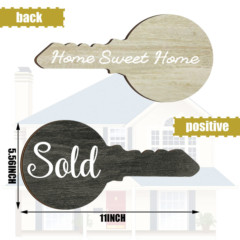 [Australia - AusPower] - Real Estate Sold Sign for New Homeowners Key Shaped Real Estate Sign Wooden Social Media Photo Props Realtor Home Sweet Home Marketing Sign Real Estate Agent, New Homeowner Present (Word Pattern) 