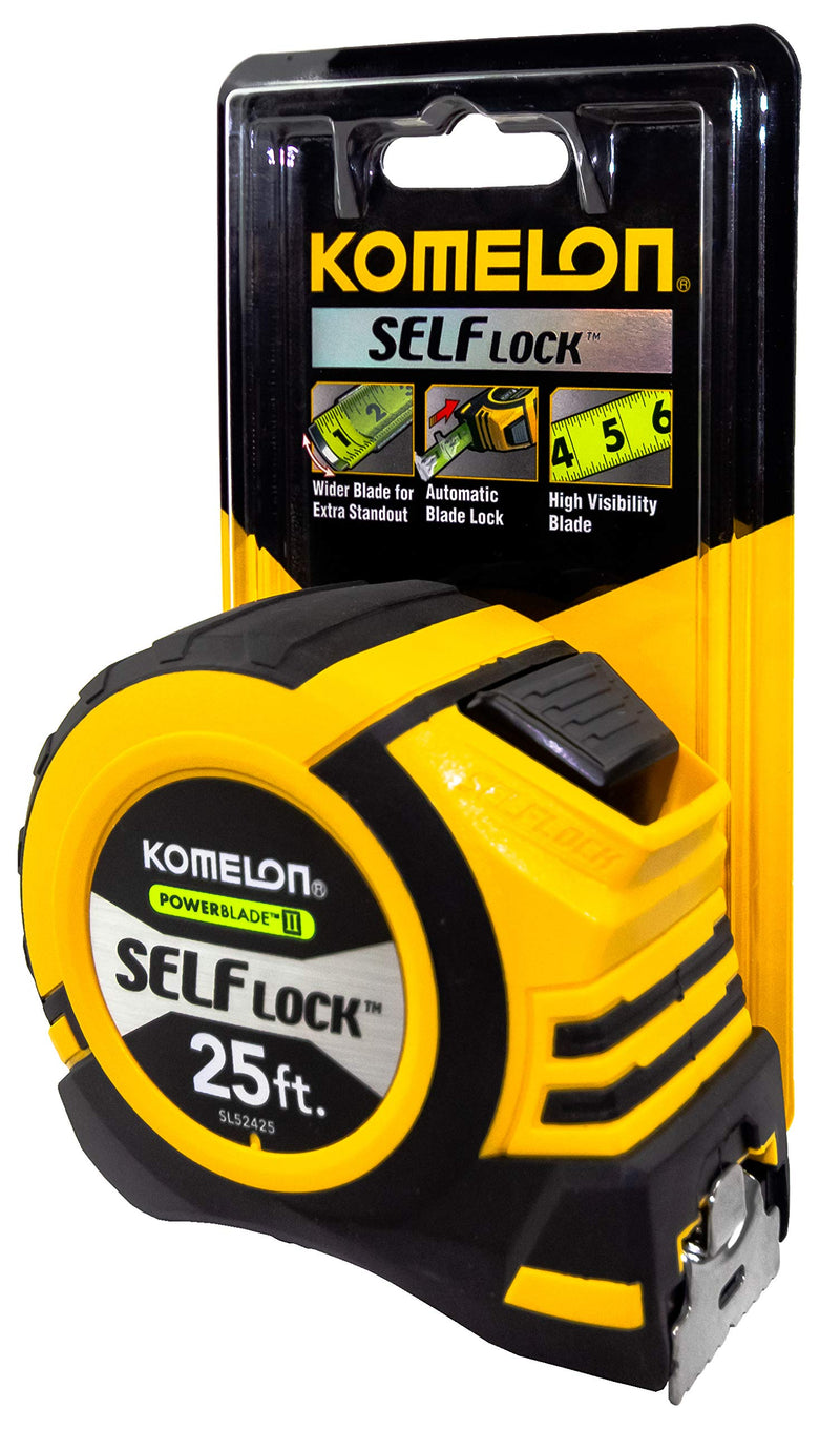 [Australia - AusPower] - Komelon SL52425; 25' x 1.06" Self-Lock Powerblade II Tape Measure, Yellow/Black 