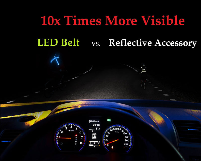 [Australia - AusPower] - LED Reflective Belt - USB Rechargeable - High Visibility Gear for Running, Walking & Cycling - Fits Women, Men & Kids - Fully Adjustable & Lightweight - Safer Than a Reflective Vest - Green, Red, Blue 